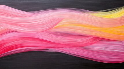 Poster - Chalkboard abstract background idea. Colorful abstract wavy lines in vibrant pink and yellow hues on a dark background.
