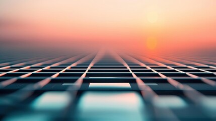Poster - Grid abstract background idea. Abstract grid pattern reflecting sunset colors in a serene atmosphere.