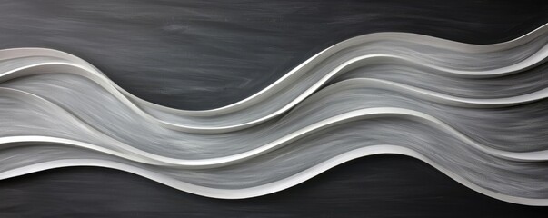 Aufkleber - Chalkboard abstract background idea. Abstract wave design with smooth, flowing lines in grayscale for creative projects.