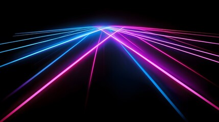 Poster - Abstract Neon Lines Converging On Dark Background