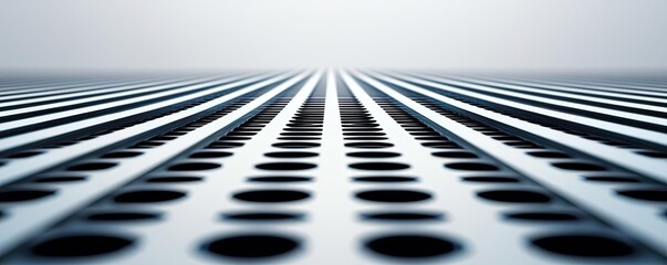 Poster - Grid abstract background idea. Abstract perspective of a perforated metal surface with vanishing lines.