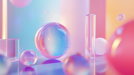 3D Blur Glassmorphism Blob Frame Design with Reflections