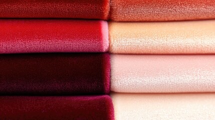 Poster - Velvet abstract background concept. A vibrant palette of soft, rich fabrics in shades of red and pink for creative projects.