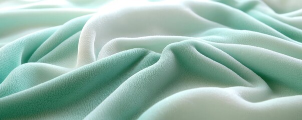 Aufkleber - Velvet abstract background concept. Soft, flowing fabric in mint green and white, perfect for a serene, calming atmosphere.