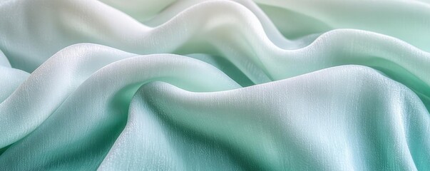 Poster - Velvet abstract background concept. Soft, flowing fabric texture in gentle shades of mint and white for design use.