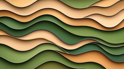 Poster - Mosaic abstract background concept. Abstract layered waves in shades of green, tan, and cream create a modern design.