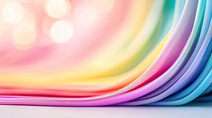 Poster - Rainbow abstract background concept. Colorful flowing fabric with soft gradients and bokeh background, creating a dreamy effect.