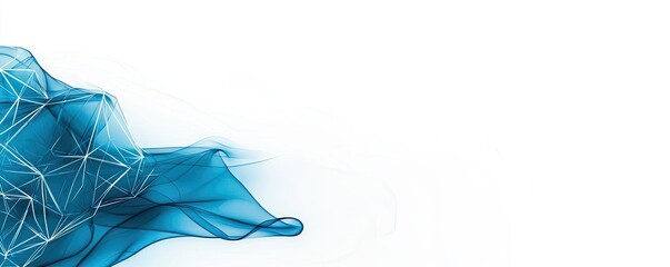 Poster - Ink abstract background idea. Abstract blue wave design with network lines on a white background.