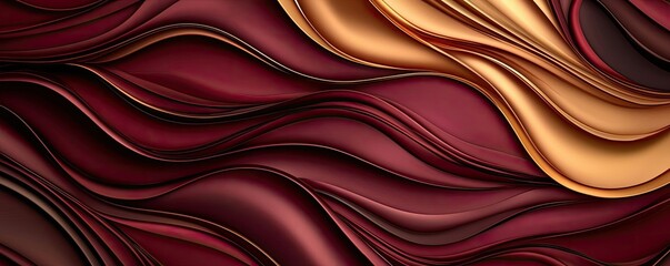 Poster - Mosaic abstract background concept. Abstract wave patterns in rich maroon and gold tones, creating a dynamic visual effect.