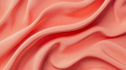 Poster - Velvet abstract background concept. Close-up of soft coral fabric with smooth, flowing waves and elegant texture.