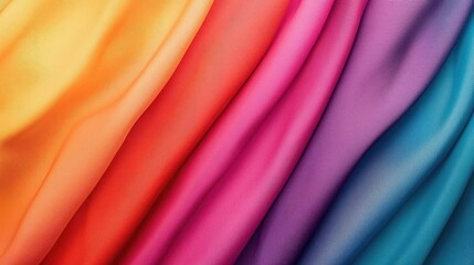 Poster - Rainbow abstract background concept. Vibrant waves of colorful fabric showcase a spectrum of hues and textures.
