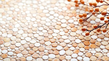 Poster - Mosaic abstract background concept. A serene background of smooth stones complemented by delicate twigs.