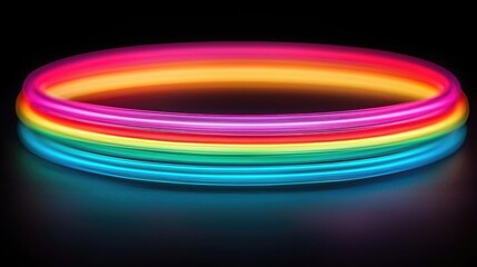 Poster - Rainbow abstract background concept. Bright neon rings in vivid colors create a vibrant, modern visual effect.