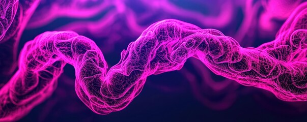 Poster - Ink abstract background idea. Abstract representation of vibrant pink and purple strands resembling molecular structures.