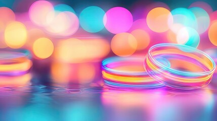 Aufkleber - Ink abstract background idea. Colorful glowing rings create a vibrant abstract background with a dreamy atmosphere.