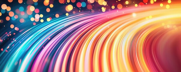 Poster - Rainbow abstract background concept. Vibrant abstract background with colorful lines and bokeh lights for creative design.