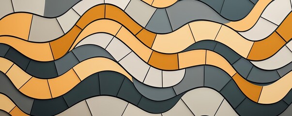 Aufkleber - Mosaic abstract background concept. Colorful abstract wavy pattern featuring grey, orange, and beige tones, perfect for design.