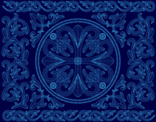 Poster - Blue design with a blue circle in the center. The circle is surrounded by a blue border