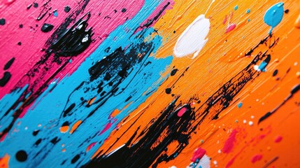 Poster - Ink abstract background idea. Vibrant abstract painting showcasing dynamic color splashes and intricate textures.