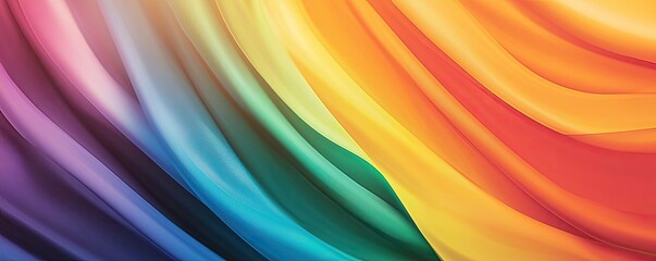 Poster - Rainbow abstract background concept. Vibrant and colorful silk fabric flowing in waves, creating a sense of motion.
