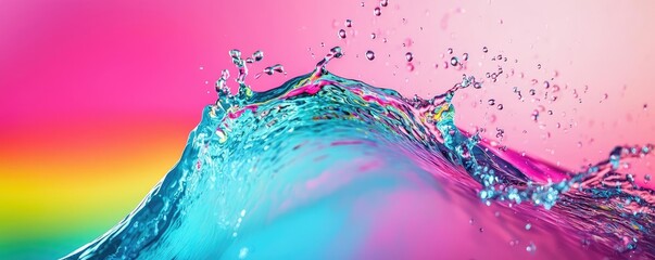 Aufkleber - Rainbow abstract background concept. Vibrant splash of water against a colorful rainbow backdrop, showcasing nature's beauty.