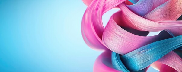 Poster - Ink abstract background idea. Abstract colored ribbons twist and flow gracefully in vibrant hues of pink and blue.