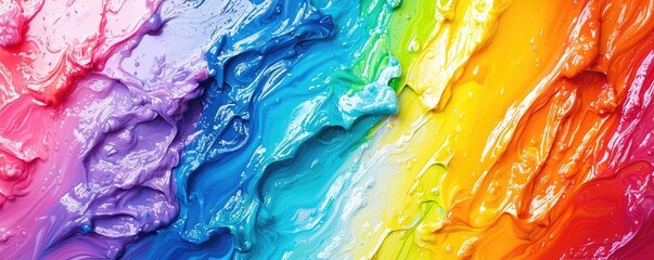 Poster - Rainbow abstract background concept. Vibrant rainbow paint texture highlighting a spectrum of color and creativity.