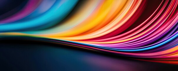 Poster - Rainbow abstract background concept. Vibrant abstract colors flowing in waves creating a dynamic visual experience.
