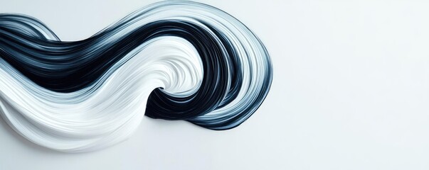 Aufkleber - Ink abstract background idea. Abstract swirl of black and white paint on a clean, minimal backdrop.