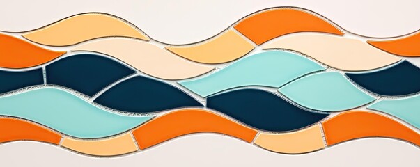 Poster - Mosaic abstract background concept. Colorful abstract wave pattern design with orange and blue accents for creative projects.