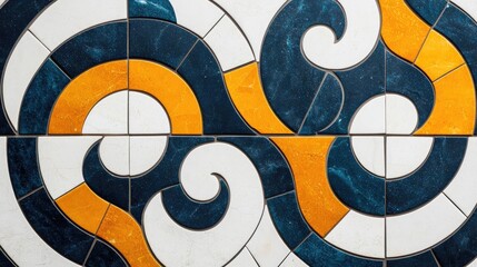 Poster - Mosaic abstract background concept. Colorful geometric tile pattern showcasing vibrant swirls and shapes for artistic designs.
