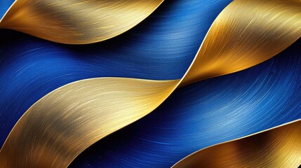 Poster - Ink abstract background idea. Elegant abstract design with blue and golden waves, creating a luxurious visual effect.