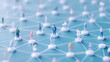 © Thitiporn - Global Network: Miniature figures interconnected on a vibrant blue background, symbolizing global connections, networking, and community.