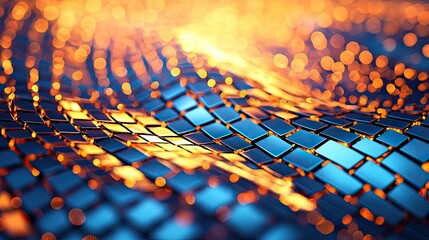 Poster - Mosaic abstract background concept. A vibrant and dynamic abstract background with shimmering tiles and warm colors.