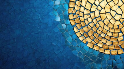 Poster - Mosaic abstract background concept. A vibrant mosaic design featuring golden and blue tiles creating a stunning visual effect.