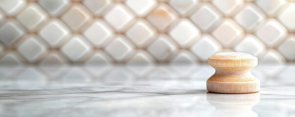 Poster - Mosaic abstract background concept. Wooden cooking tool on a modern kitchen countertop with stylish tiles.
