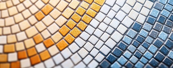 Poster - Mosaic abstract background concept. Colorful mosaic pattern featuring shades of blue, orange, and white in artistic design.