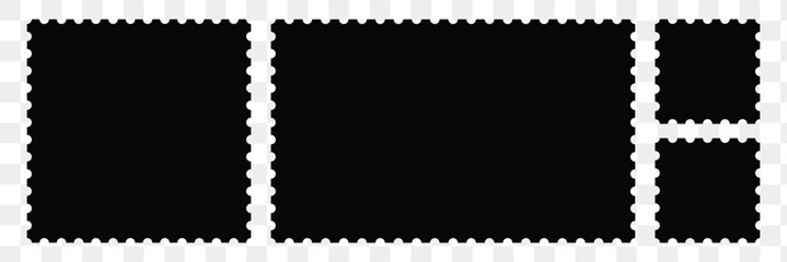 Poster - Vector set of black oval labels with wavy edges. Ideal for classy stickers, tags, and branding designs. Postage stamp frame set.
