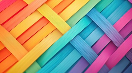 Aufkleber - Rainbow abstract background concept. Colorful woven pattern showcasing vibrant hues and textures in beautiful arrangement.
