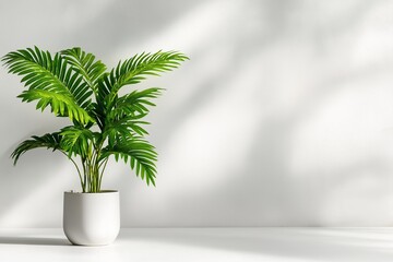 Poster - A vibrant potted plant adds a fresh touch to any indoor gardening space, creating a lively atmosphere against a minimalist backdrop.