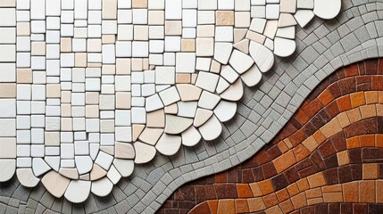 Aufkleber - Mosaic abstract background concept. A close-up view of a decorative mosaic tile pattern in neutral and earthy tones.