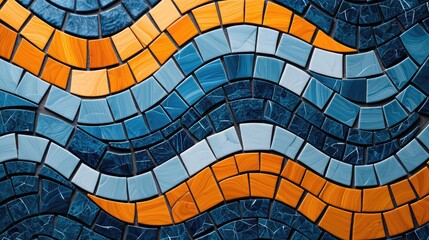 Poster - Mosaic abstract background concept. Colorful mosaic tiles arranged in wavy patterns, creating a vibrant abstract design.