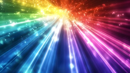 Poster - Rainbow Light Rays Burst with Sparkling Dust