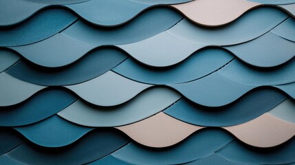 Aufkleber - Mosaic abstract background concept. Stylish wavy pattern in soothing blue and cream tones, perfect for modern design needs.