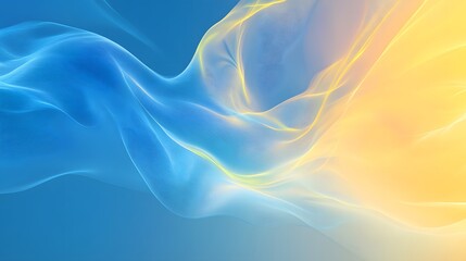 Poster - abstract blue and yellow wave forms design