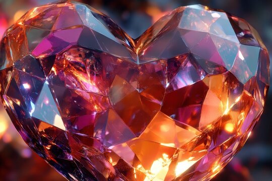 A Sparkling Gemstone Heart Glows Brightly