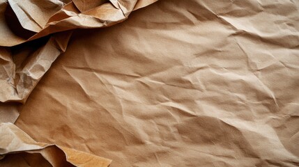 Poster - A close-up of crumpled brown paper, showcasing its textured surface, ideal for artistic or packaging purposes.