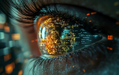 Poster - Close-up of eye with digital data overlay.