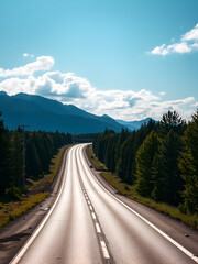 Vertical, 2025 New Year road trip travel and future vision concept . Nature landscape with highway road leading forward to happy new year celebration in the beginning of 2025 for fresh