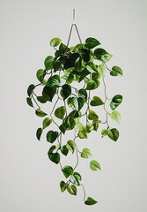 Wall Mural - small hanging vine plant on a white background, spring concept